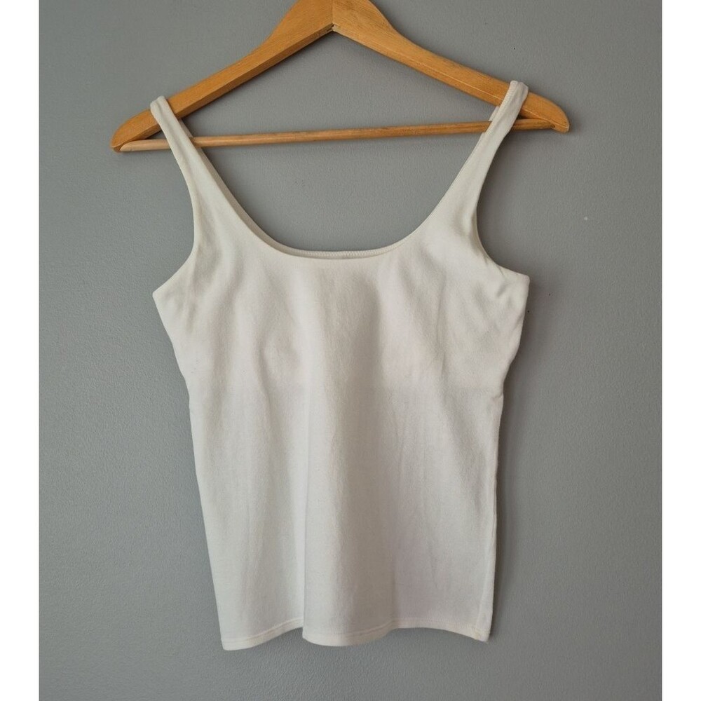 Victoria's Secret White Scoopneck Y2K Cropped Stretch Tank Top Womens Medium